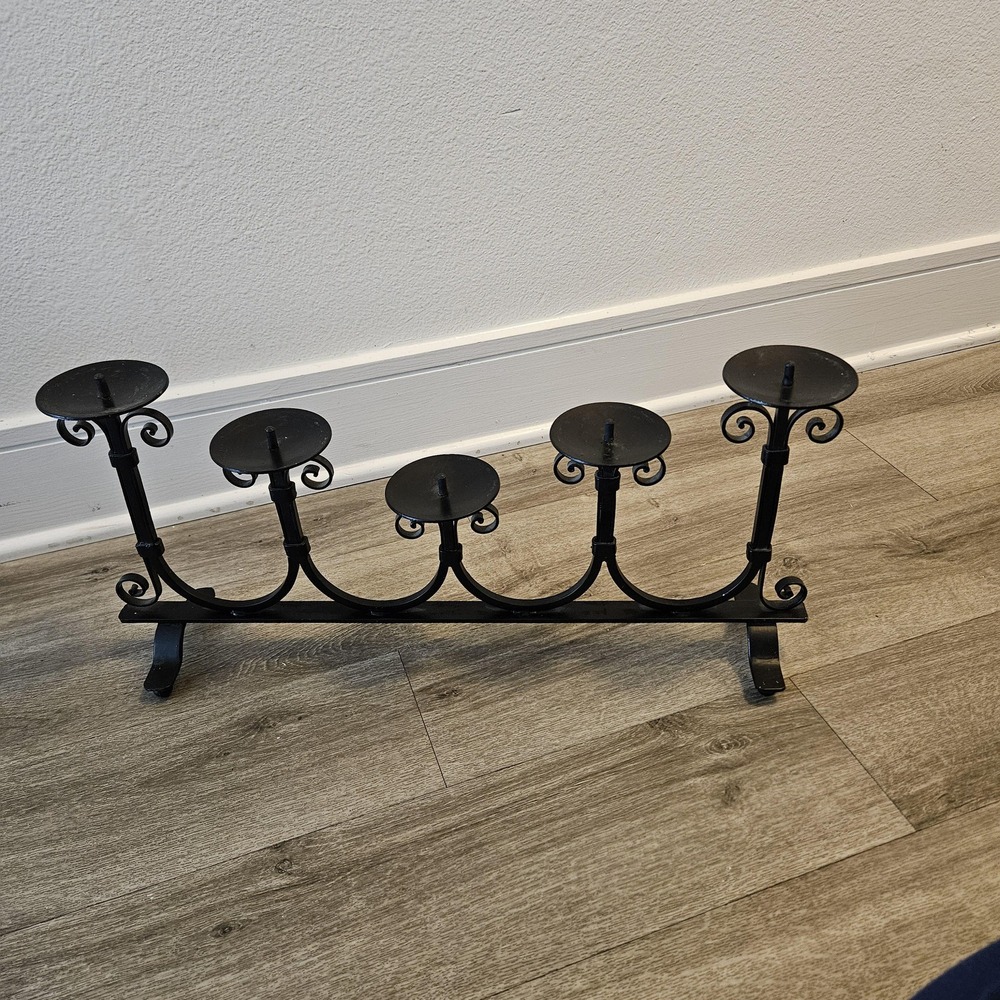 Vintage black metal candelabra centerpiece‎ 5 candleholder